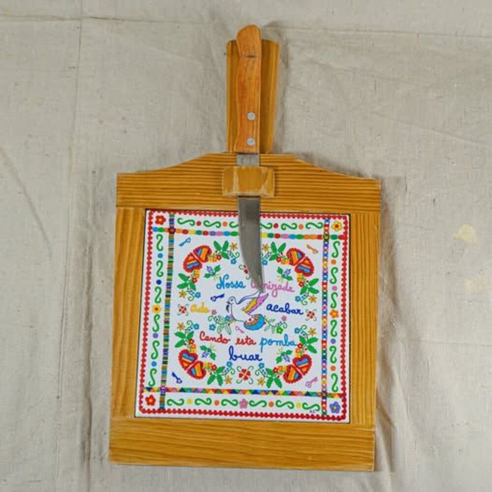 Portuguese Tile Cutting Board For Cheese Or Charcuterie Includes Knife!